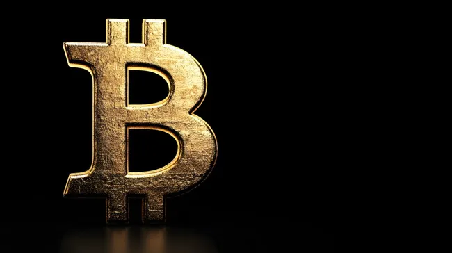 Goldenes Bitcoin-Symbol in minimalistischem Design