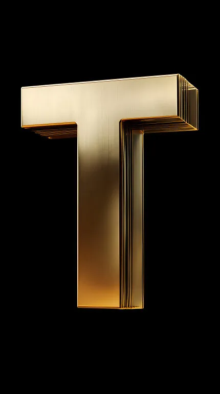 Goldenes Buchstaben-T in glänzendem Metallic-Design