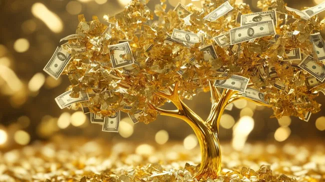 Goldenes Geldbaum-Symbol für Reichtum und Wohlstand