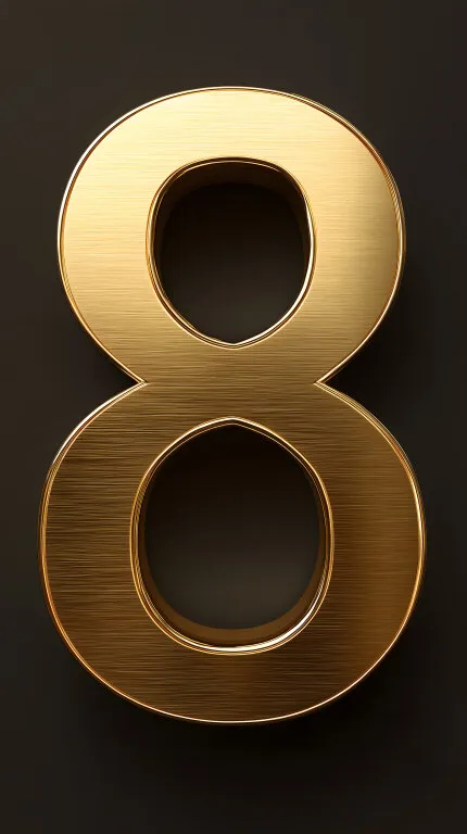Goldenes Zahl-Acht-Symbol auf dunklem Hintergrund