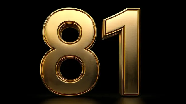 Goldfarbene 81 auf schwarzem Hintergrund