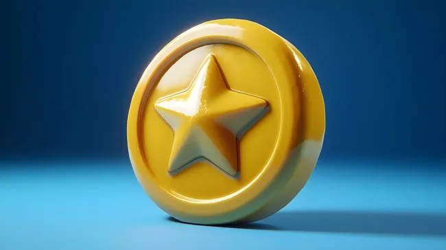Goldfarbene Münze mit Sternlogo für Kundenbewertungen