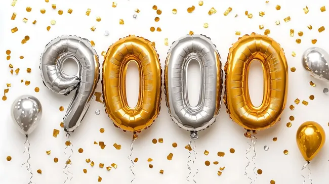 Goldfarbene und silberne 9000 Ballons für Jubiläumsfeier