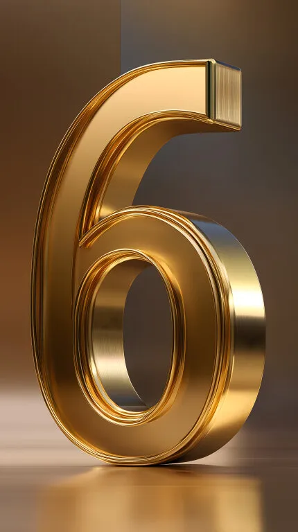 Goldfarbene, voluminöse Nummer 6