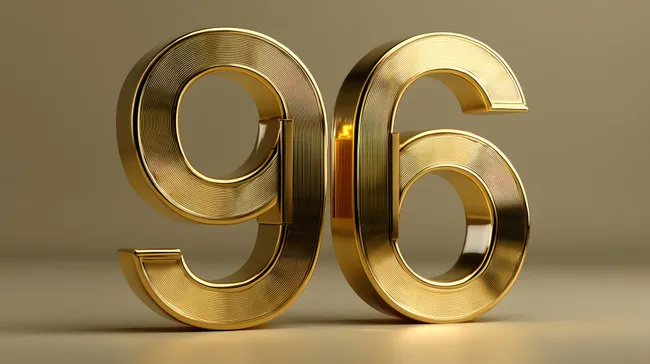 Goldfarbene Zahl 96 mit dekorativer Linienstruktur