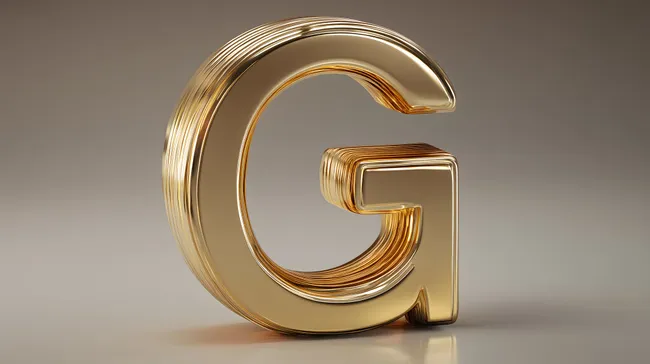 Goldfarbenes 3D-Buchstaben-Logo G