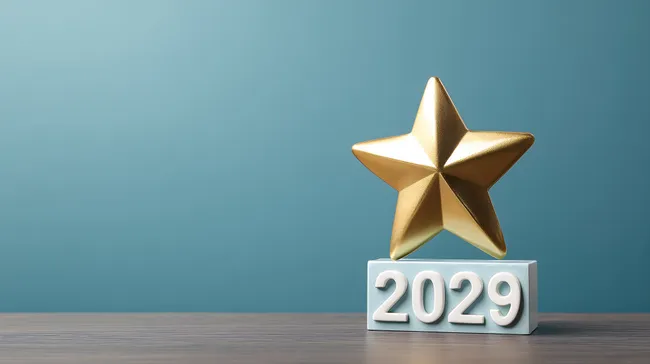 Goldstern 2029 auf blauem Hintergrund