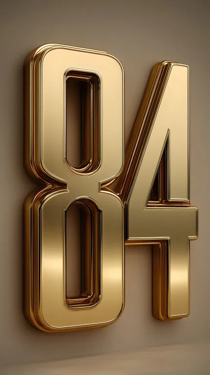 Goldzahl 84 in stylischer 3D-Optik