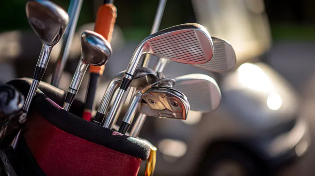 Golfausstattung in der Sonne