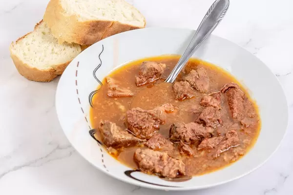 Goulash meal with Beef meat and Bread