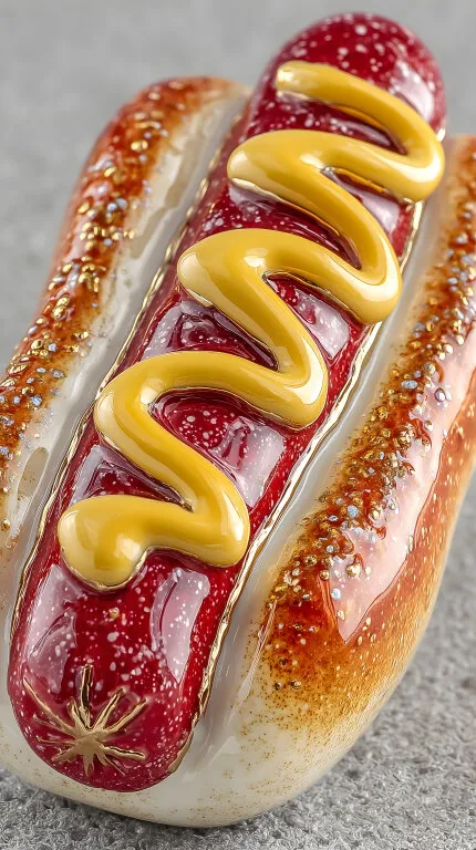 Gourmet-Hotdog mit Senf und Ketchup
