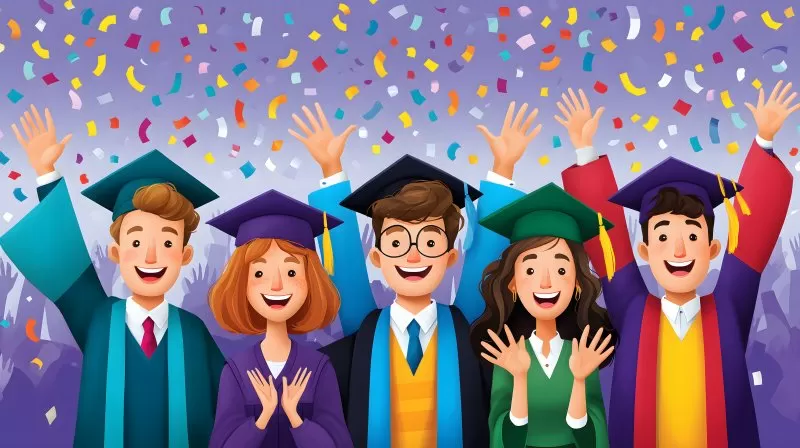 Graduation Celebration with Happy Students