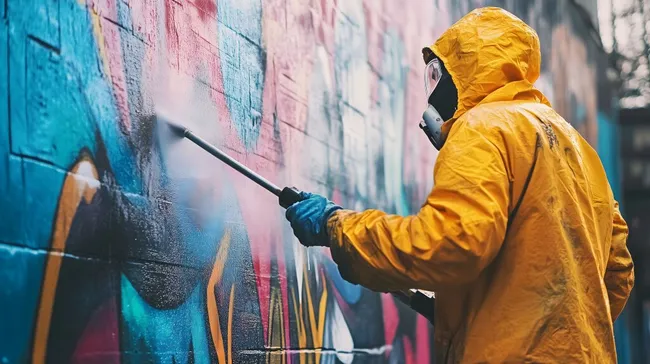 Graffiti-Künstler in bunter Straßenkunst