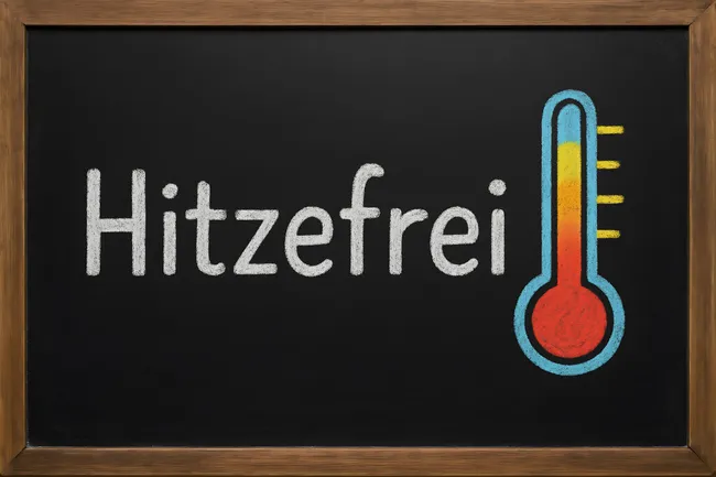 Grafik mit Temperaturangabe auf Schultafel