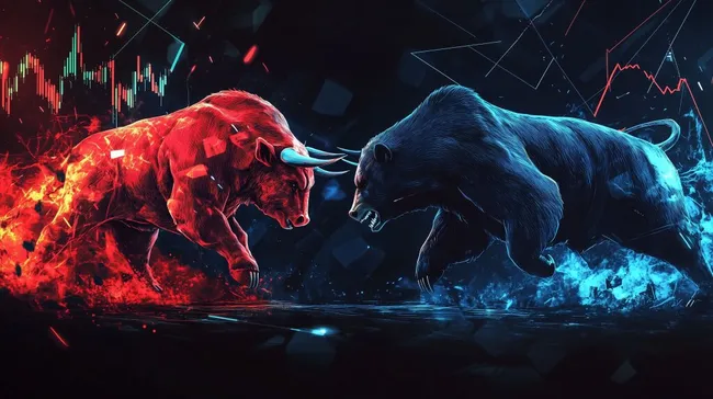 Grafische Darstellung von Bullen- und Bärenmärkten im Finanzsektor
