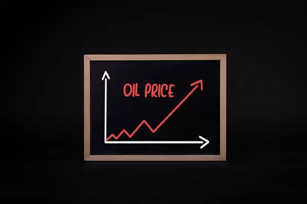 Graph of oil price on a blackboard