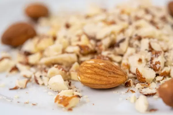 Grated Almonds on the plate closeup (Flip 2019)