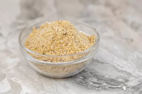 Grated Walnuts in the bowl prepared for cookies