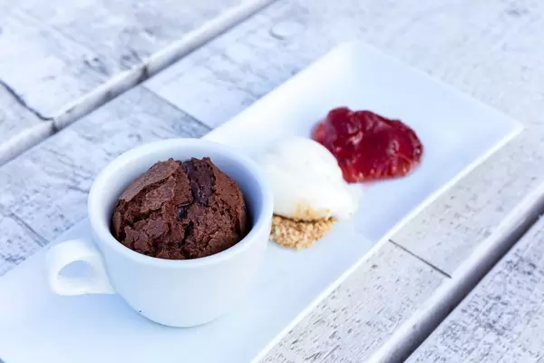 Greek coffee soufflé with kaimaki ice cream