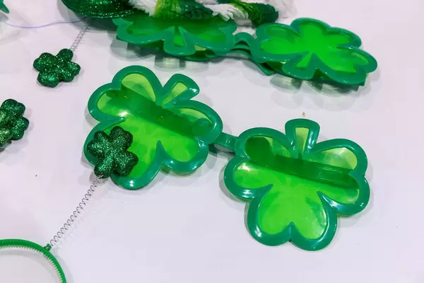 Green Shamrock-themed gadgets on display at the Bank of America Shamrock Shuffle stall at the Chicago Marathon Expo