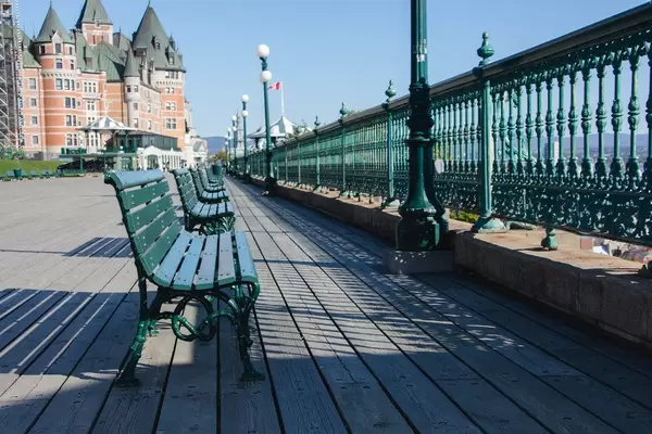 Green Wooden Bench with Nobody
