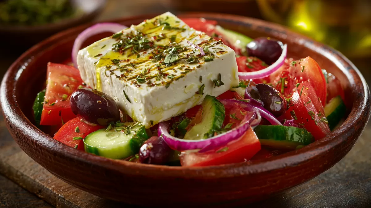 Griechischer Salat mit Feta und Kalamata-Oliven