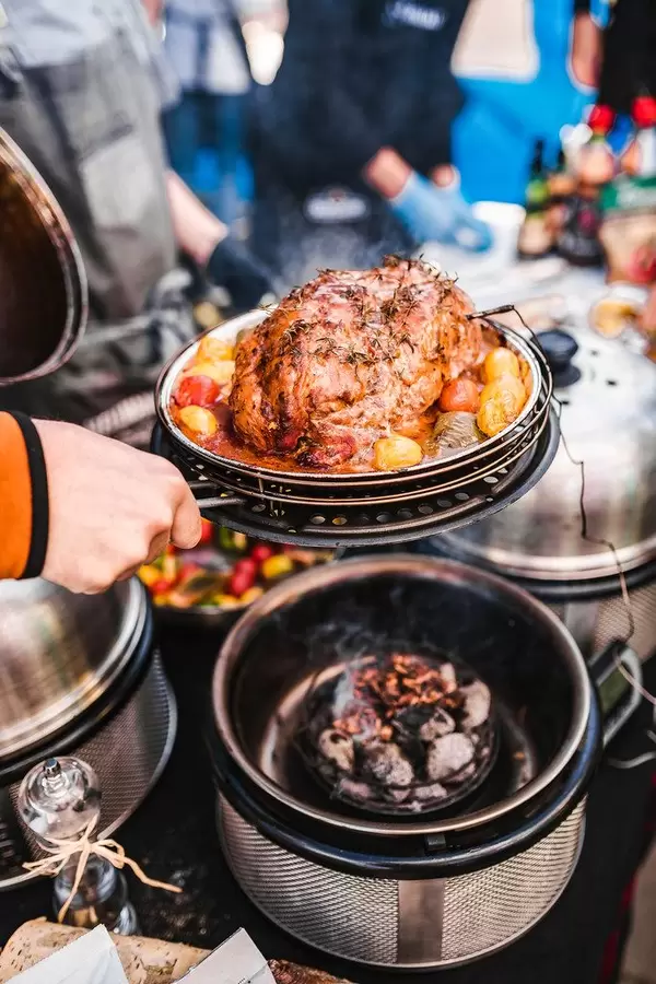 Grill Pan With BBQ Marinate Chicken