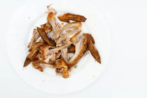 Grilled Chicken wings leftovers on the plate (Flip 2019)