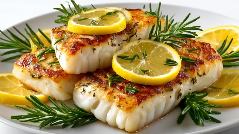 Grilled Codfish with Lemon and Rosemary