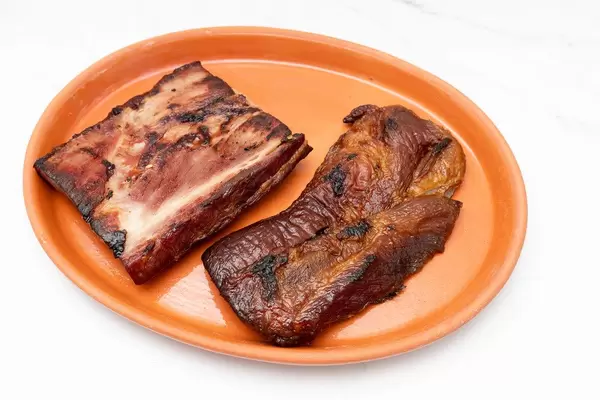 Grilled Smoked Pork Neck served on the plate (Flip 2019)