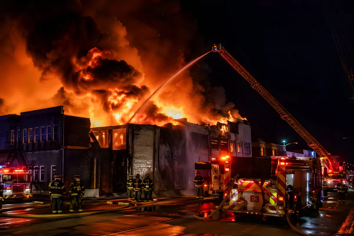 Großbrand in der Nacht mit Feuerwehreinsatz