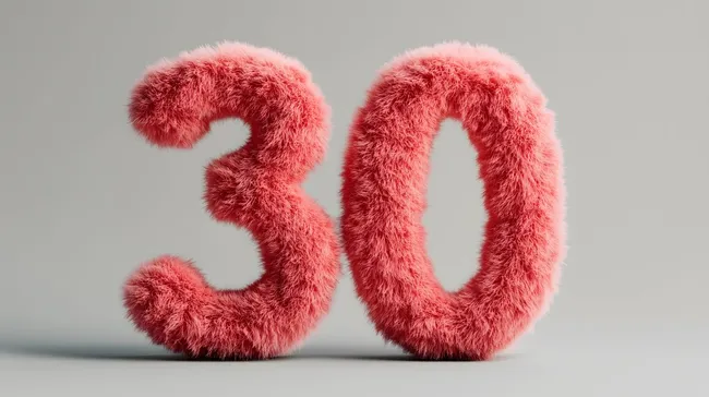 Große flauschige 30-Nummer in Rot