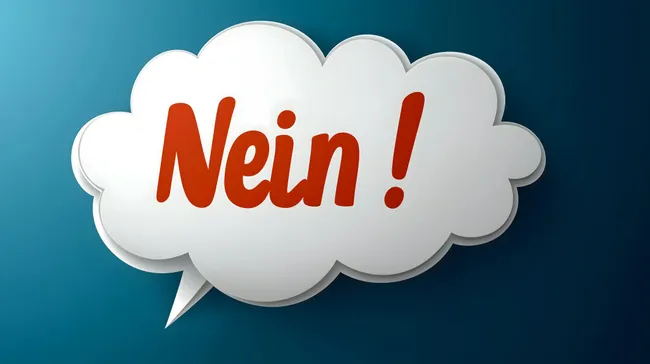 Große weiße Sprechblase mit rotem Wort 'Nein!'