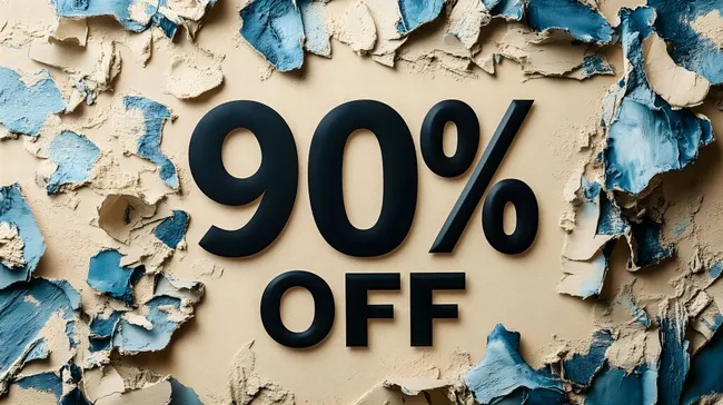 Großer Rabatt auf abblätternde Wand - Stockfoto