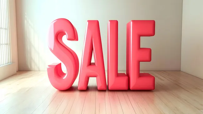 Großer Sale-Schriftzug in Leuchtend Pinken 3D-Lettern