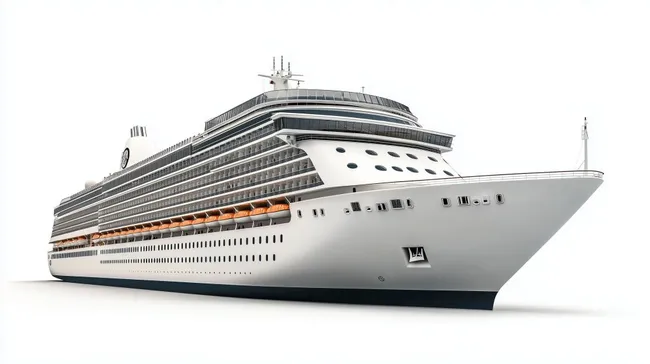 Großes modernes Kreuzfahrtschiff vor weißem Hintergrund