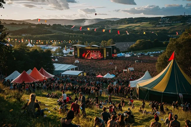 Großes Musikfestival in malerischer Landschaft