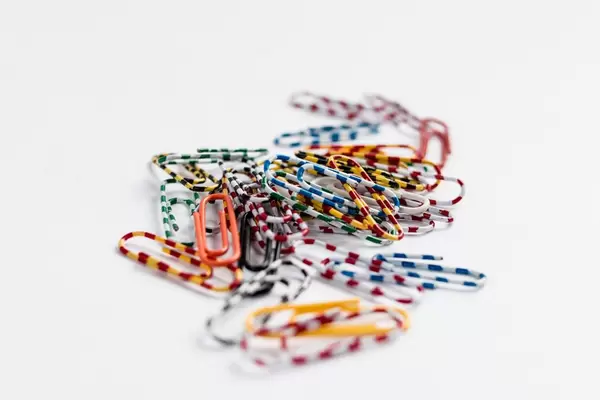Group of colorful paperclips