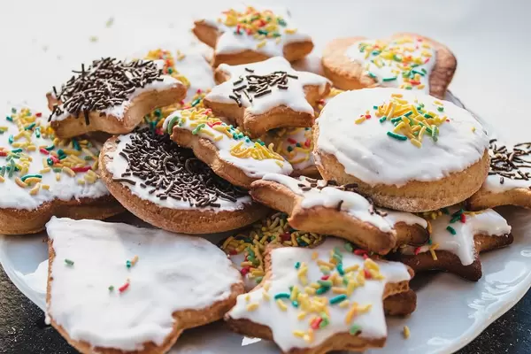 Group of various shaped decorated ginger cookies
