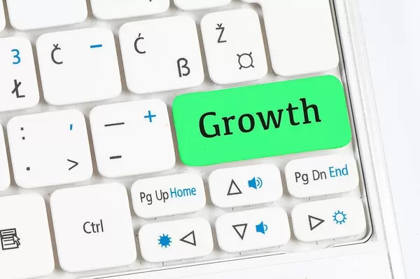 Growth green keyboard button