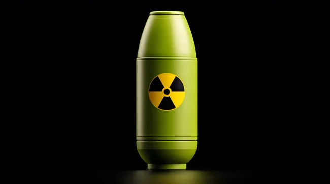 Grüne Atombombe mit Radioaktivitätssymbol