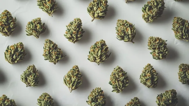 Grüne Cannabis-Blüten auf weißem Hintergrund