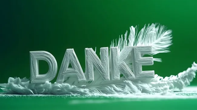 Grüne Danke-Botschaft mit Federdekor