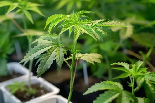 Grüne Hanfpflanze im Wachstum