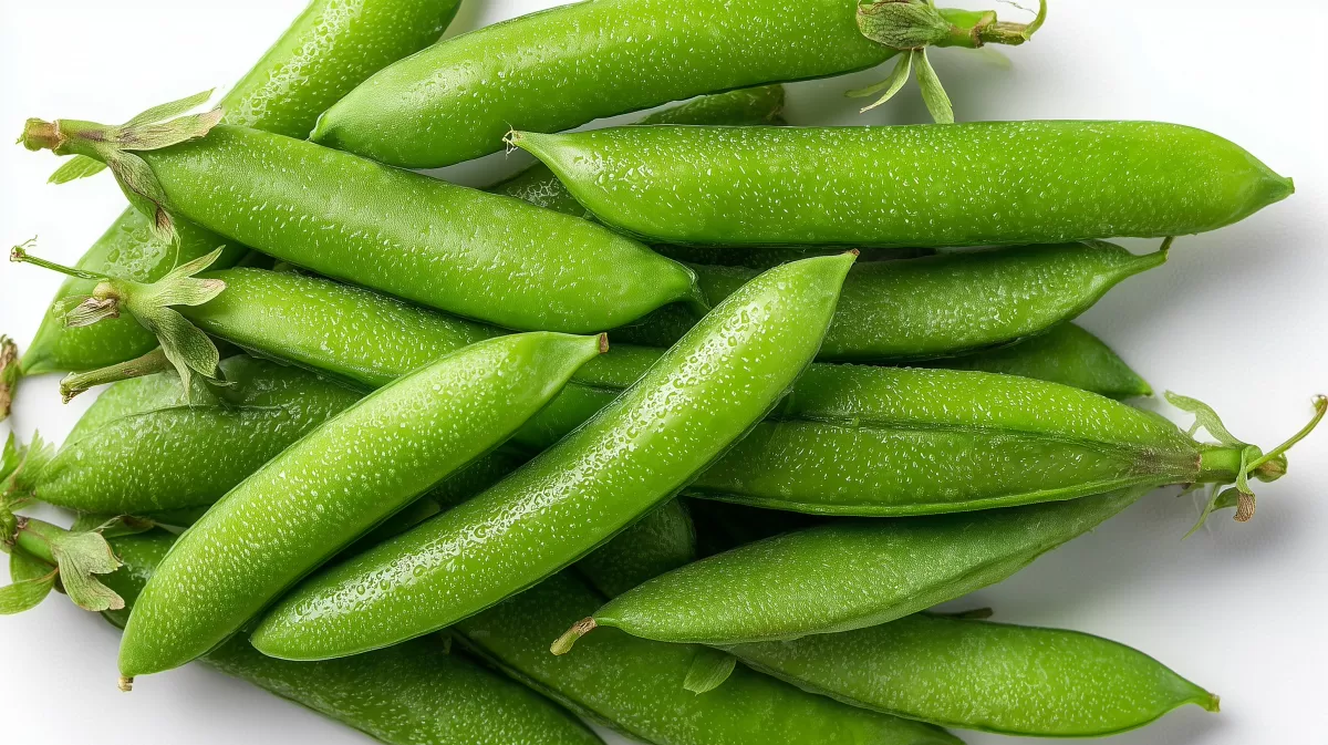 Grüne knackige Erbsenhülsen auf weißem Hintergrund