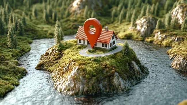 Grüne Oase mit Wegweiser-Symbol