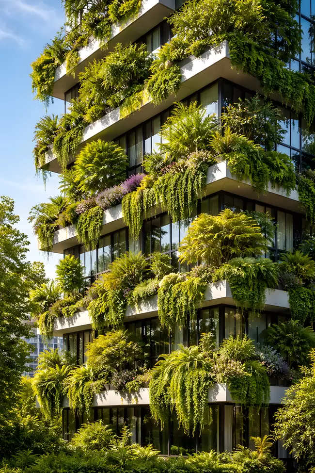 Grüne Oase: Urban-Jungle-Hochhaus in Blüte