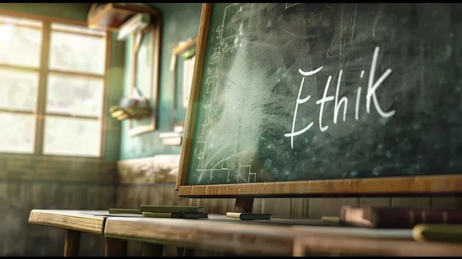 Grüne Tafel im Klassenzimmer mit Kreide-Schrift