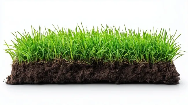 Grüner Grasrasen mit Erdunterboden im Freien