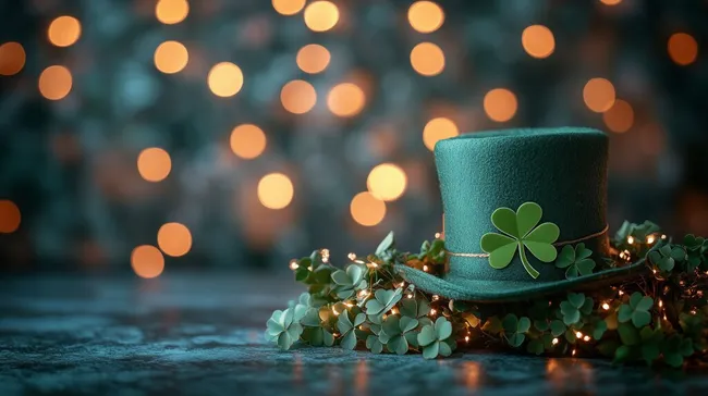 Grüner Hut mit Kleeblatt - St. Patricks Day Feier